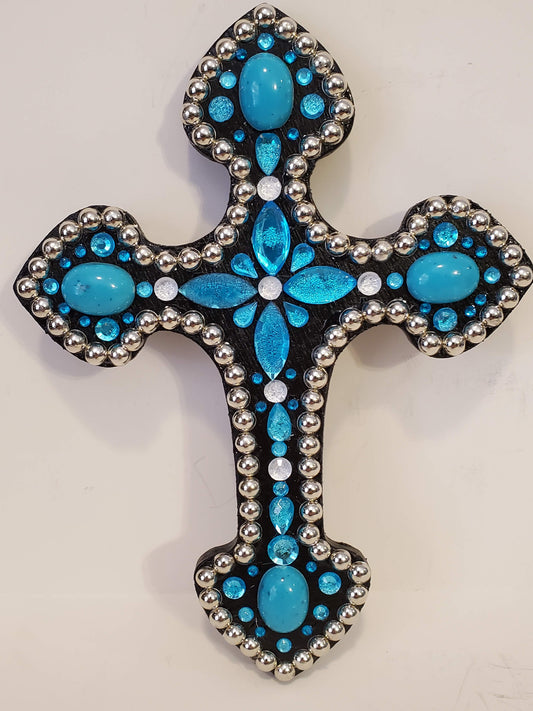 Aqua Narrow Mosaic Cross