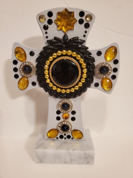Black and Gold Marble Cross