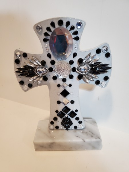 Black and Silver Marble Cross