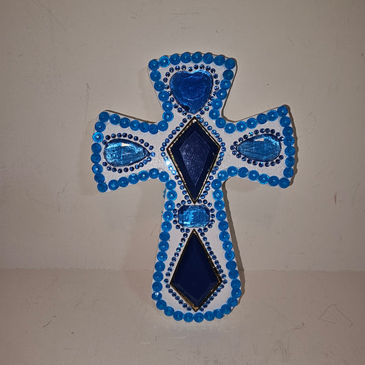 Blue Diamond Mosaic Cross