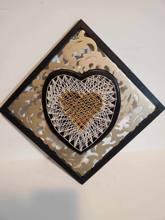Gold Filagree Heart String Art