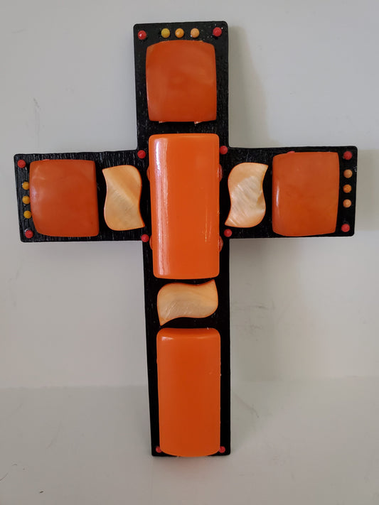 Orange Shell Mosaic Cross