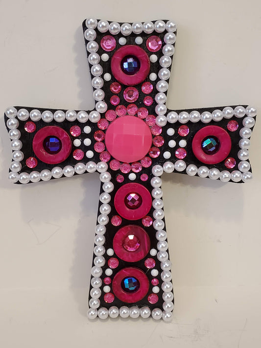 Pink Circle Mosaic Cross