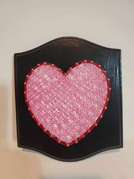 Pink and White Heart String Art
