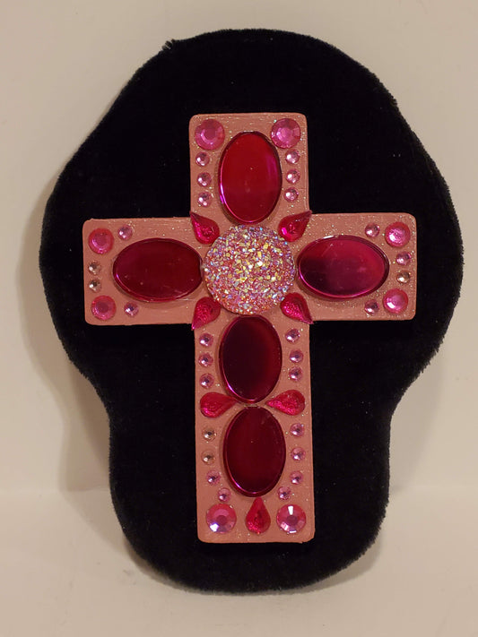 Pink Mirror Crystal Cross