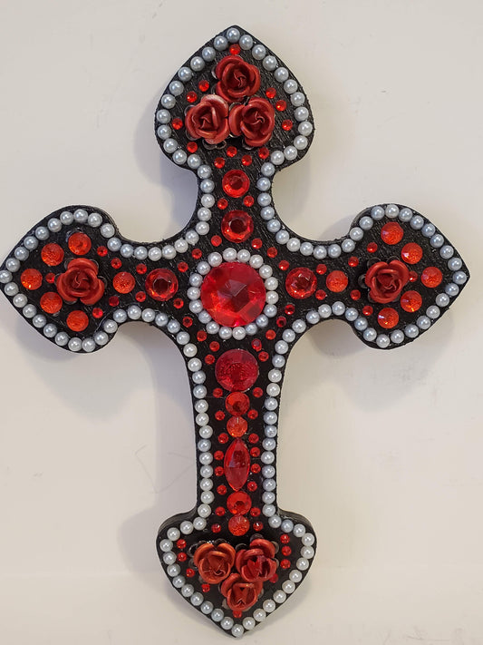 Red Rose Mosaic Cross